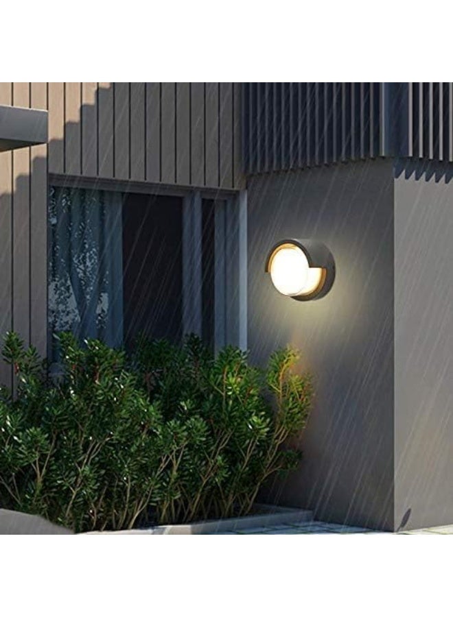 المفتاحة مصباح جداري خارجي عصري بتقنية LED من ALMIFTAH | مصباح جداري دائري من الأكريليك المقاوم للماء | أبيض دافئ 3000 كلفن | مصباح جداري خارجي مقاوم للعوامل الجوية للحديقة والفناء والشرفة - Image 2